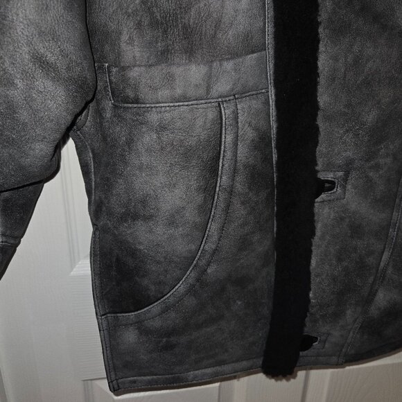 SANDRO Oversized Shearling Leather Jacket - Picture 3 of 11